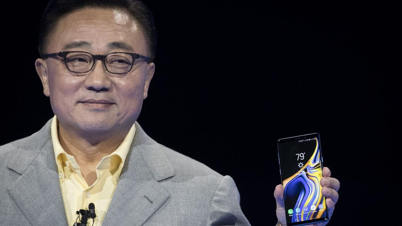 Samsung Electronics president DJ Koh introduces the new Samsung Galaxy Note 9 smartphone at the Barclays Center. Picture: AFP