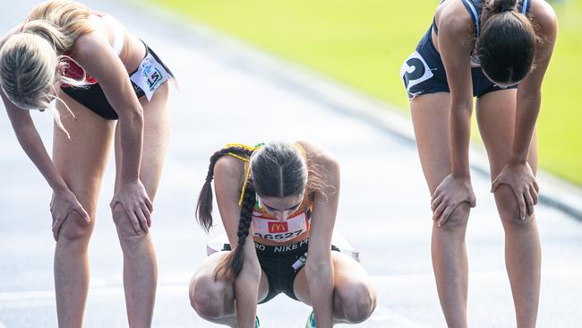 Racers at the end of he U15 800m timed final. Andrews