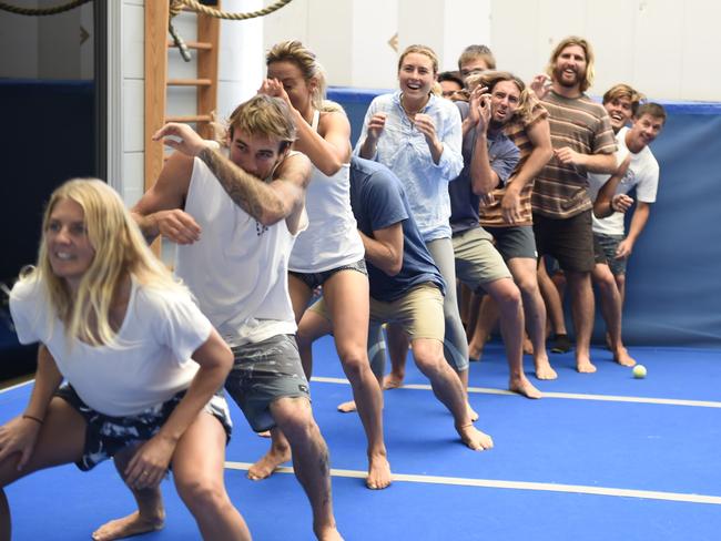 Australian surfers preparing for the Tokyo Olympic debut of their sport at a recent high performance camp. Pic: Surfing Australia