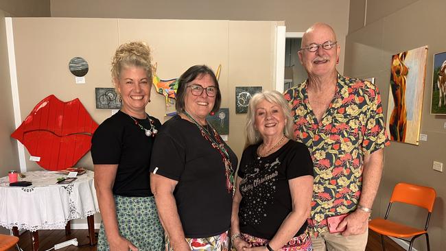 Tracey Allen, Lindy Worgan, Susan Hughes and Trevor Thomas at the Kyogle Arts Inc exhibition in the old IGA building on Summerland Way, Kyogle, where 20 local artists are showcasing their work up until January 11.