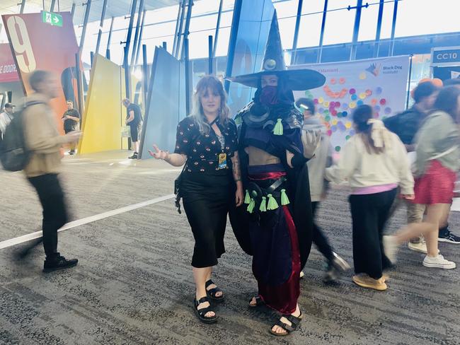 The PAX Aus Convention at the Melbourne Convention and Exhibition Centre (MCEC) on Saturday, October 12, 2024: Zara King and Taygan Bassi. Picture: Jack Colantuono