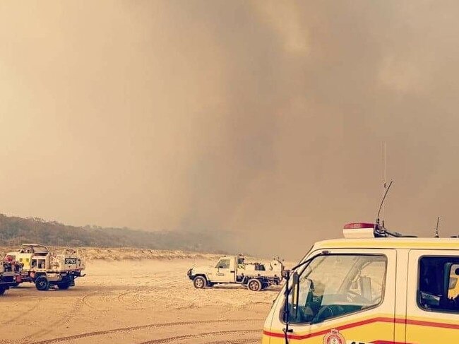 Emergency Management Australia Instagram post of images by Queensland Fire and Rescue from fires happening on Fraser Island. Picture Instagram @emergencymanagementau