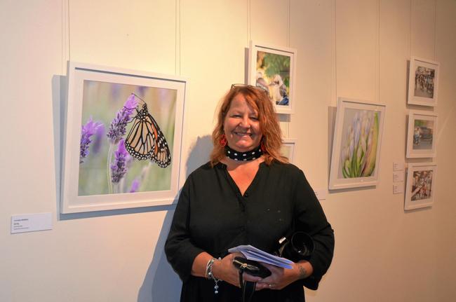 MUNDUBBERA CLIX: Lorraine Maskell at the exhibition held on Friday, March 15, which featured photography by Lynette Vicary, Lorraine, Sandie Read and Noel Thompson. Picture: Felicity Ripper