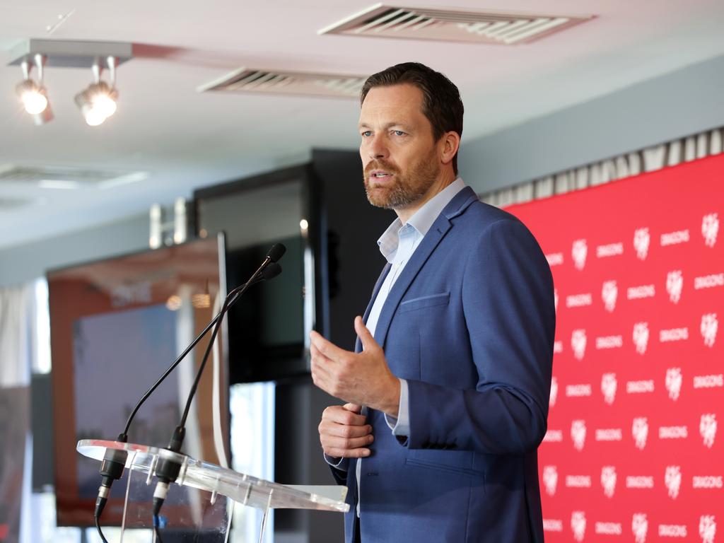 Outgoing Dragons CEO Ryan Webb will formally leave the club this week. Picture: Jane Dempster/Daily Telegraph.