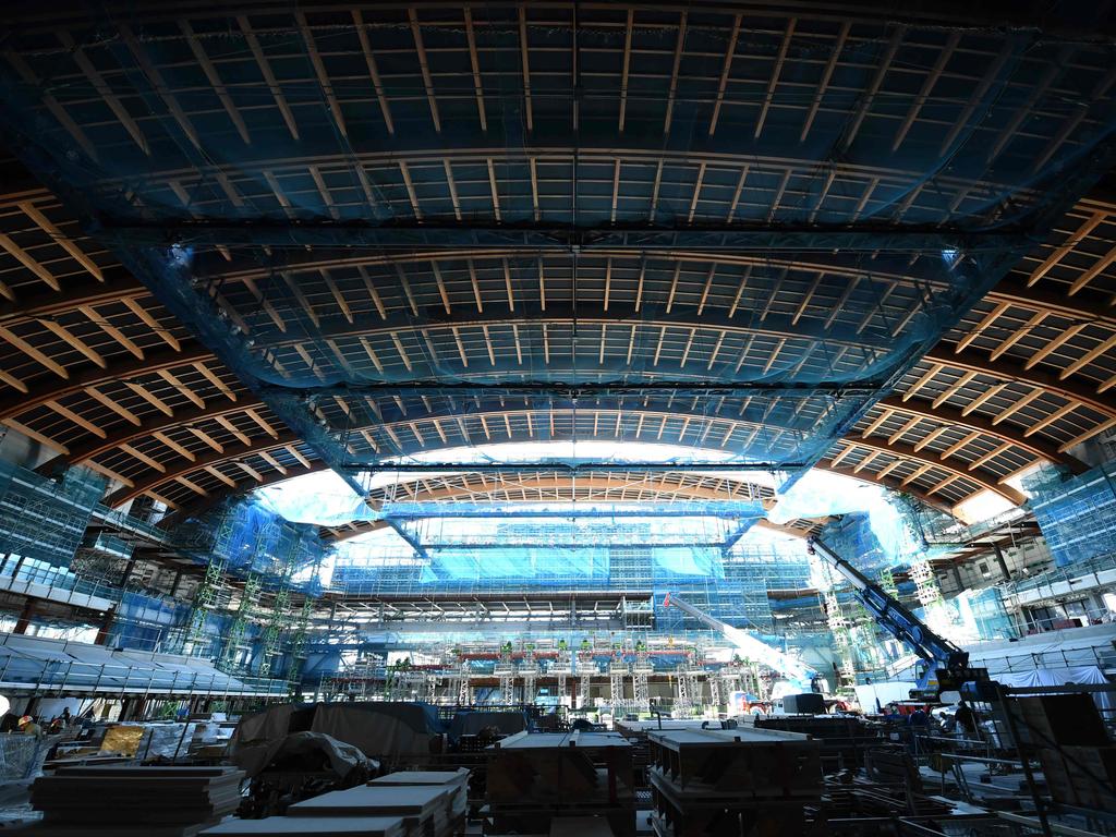 The interior of the Tokyo 2020 Olympics gymnastic and Paralympics boccia venue construction site is seen in Tokyo on March 8, 2019. Picture: AFP