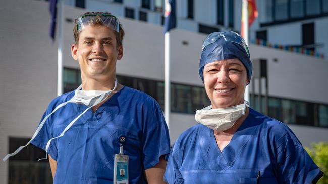 Staff at Northern Beaches Hospital in Frenchs Forest who are the frontline of the COVID 19 operation there. Picture: AAP