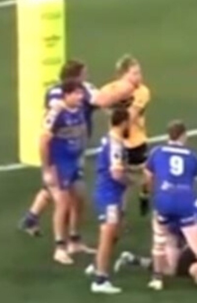 The moment Keegan McKinnon allegedly punches an opposition player, leaving him with a broken jaw. Picture: BarTV Sports