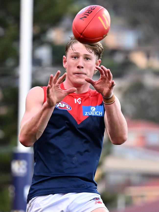 The Demons traded back into the first round in 2021 to grab WA forward Jacob van Rooyen. Picture: Steve Bell/Getty Images