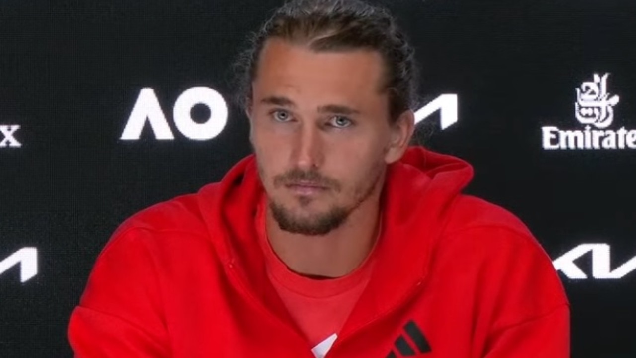 Alexander Zverev reacts to protester who interrupted Australian Open trophy ceremony