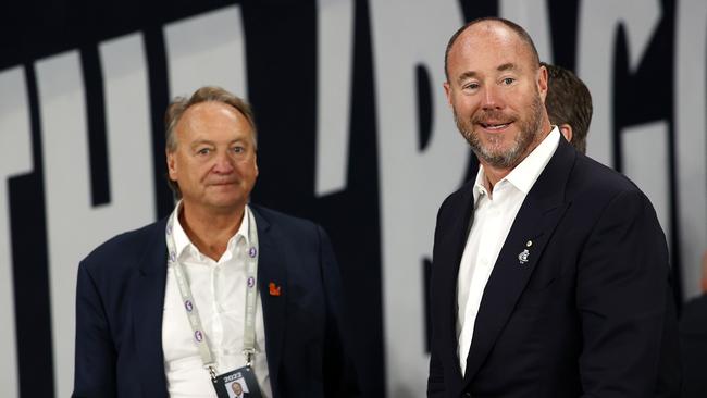 Carlton president Luke Sayers and chief executive Brian Cook (left) believe they have the correct blueprint to satisfy the long-suffering Carlton faithful. Picture: Michael Klein