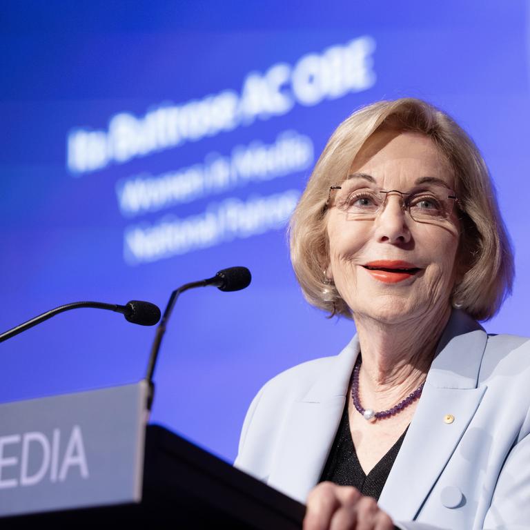 ABC chair Ita Buttrose delivering a keynote address at the Women in Media national conference in Sydney. Photo credit: Emma Brasier/Women in Media