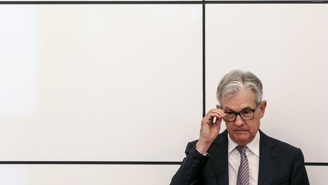 Federal Reserve chair Jerome Powell is caught between a rock and a hard place. Picture: Getty Images