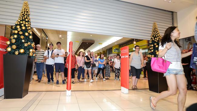 Early morning shoppers at Marion David Jones on Boxing Day 2019. Picture: AAP / Russell Millard