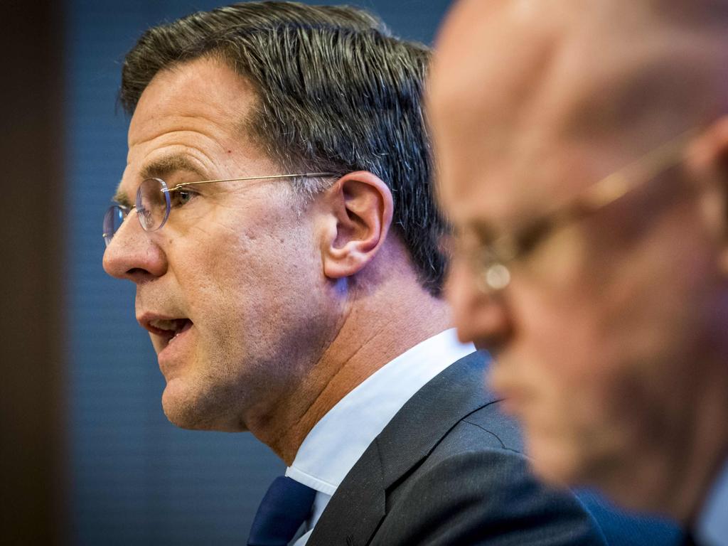 Dutch Prime Minister Mark Rutte, left, with Justice and Security Minister Ferd Grapperhaus says that some of the wounded are still in critical condition. Picture: AFP