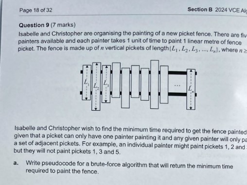 A question in this year's VCE Algorithmics exam.