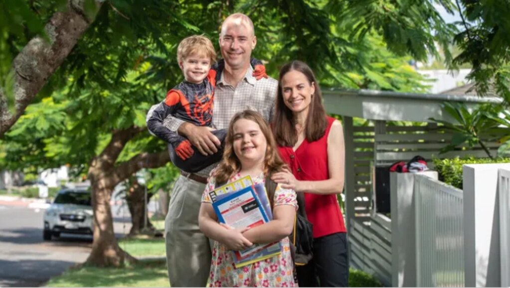 Dr Jacqui Kelly and her husband David Topp and their children Hayden and Stephanie Topp pictured before the blaze.