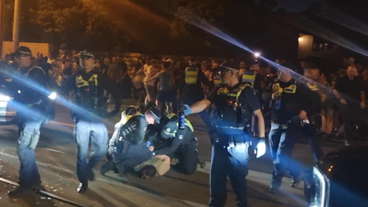 Pro-Palestine protesters were pepper sprayed in a chaotic clash with police outside a Caulfield synagogue. Picture: Supplied