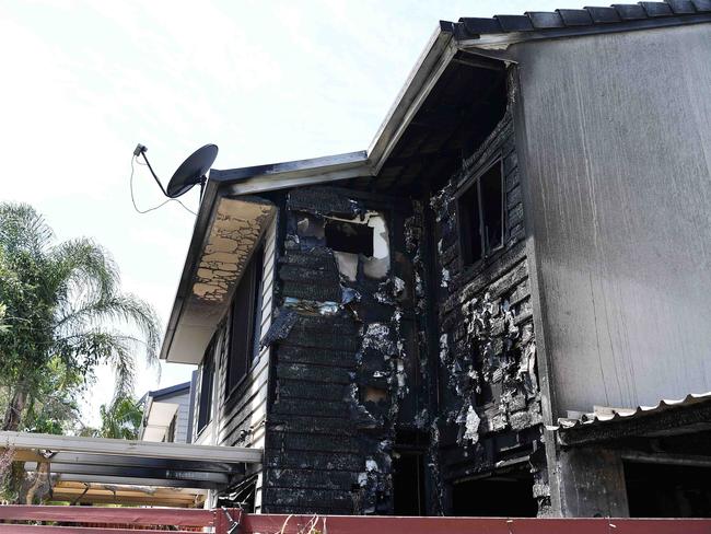 Two storey town house burnt with baby and toddler home and a man badly burnt taken to hospital, Maroochydore. Picture: Patrick Woods.