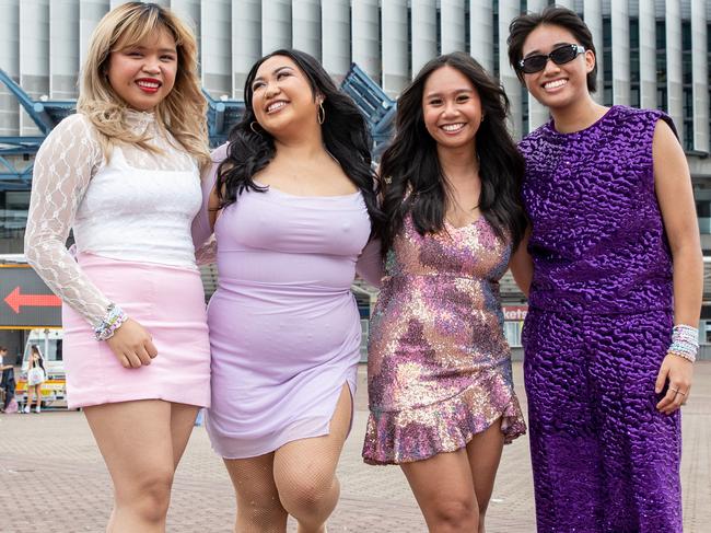 SYDNEY, AUSTRALIA - Daily Telegraph Photos February 26, 2024: Jasmine, Yvette, Glennese and Marielle at Taylor Swift's The Eras Tour concert held at Accor Stadium in Sydney. Picture: Christian Gilles