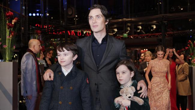 Actors Zen McGrath, Cillian Murphy and Winta McGrath at Aloft' premiere during 64th Berlinale International Film Festival at Berlinale Palast February, 2014 in Berlin. Picture: Athanasios Gioumpasis/Getty Images