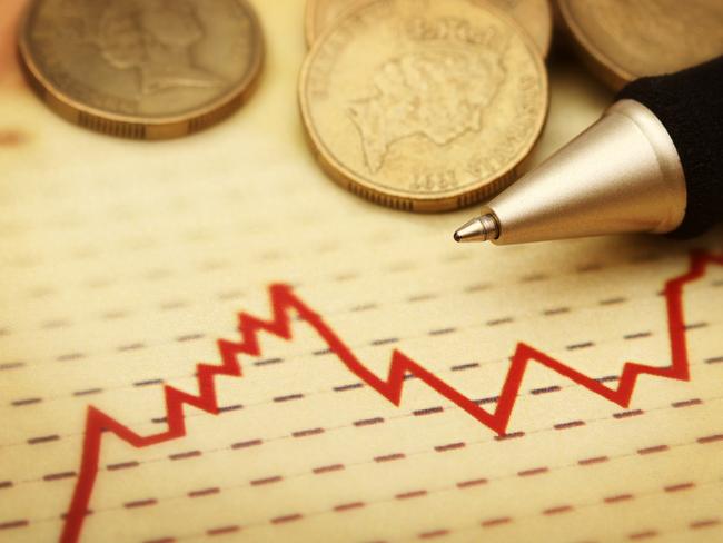 Graphs and figures in a still life. pen, Australian money, generic