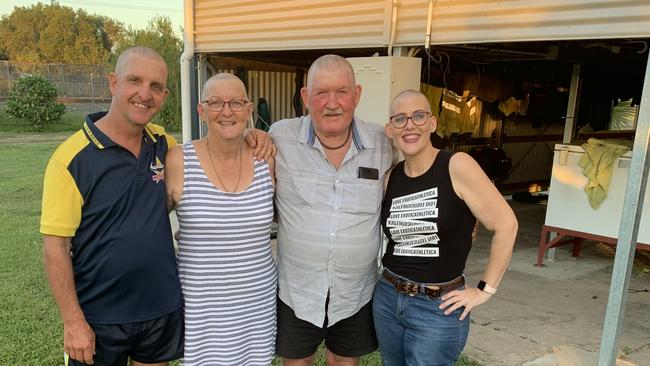 SHAVE FOR A CAUSE: Marc Faletti, Brenda McDonald, Tom McDonald and Sheridan Faletti all shaved their heads to honour Marc's mother, Sandra Faletti who sadly passed away from liver cancer in February.