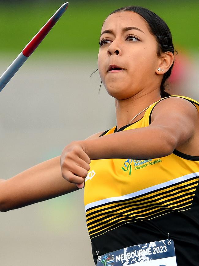 Madison Norris (WA) competes in the Girls Under 15 Heptathlon.