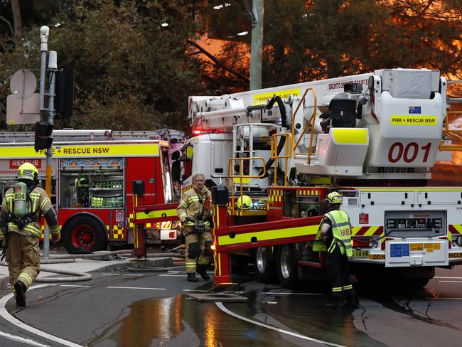 Firefighters in Surry Hills on Thursday. Picture: Jonathan Ng