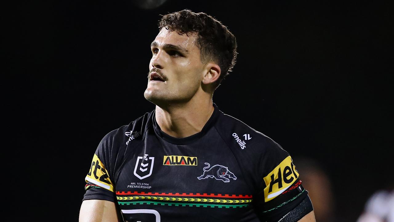 Nathan Cleary won’t be named for Penrith this week, with the halfback still not fully fit after he injured his hamstring last month. Picture: NRL Photos