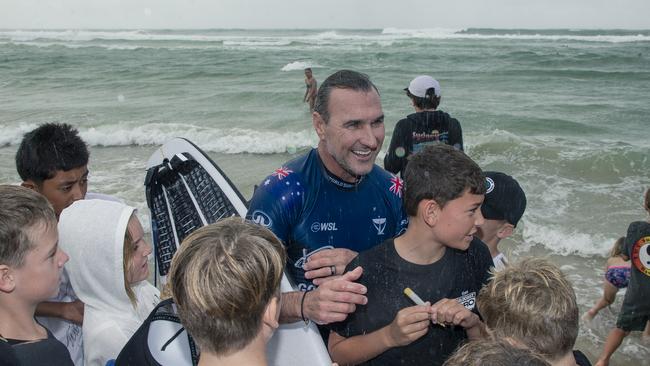 Joel Parkinson leaves the water after his heat at the Gold Coast Pro, Burleigh Heads. Picture: Glenn Campbell