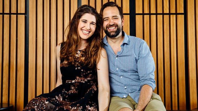 Nicole Car and baritone husband Etienne Dupuis at the Sydney Opera House where Car will debut as the tragic Violetta in Opera Australia's La Traviata. Car and Dupuis will perform together at the Metropolitan Opera in New York in September this year. Picture: Jonathan Ng