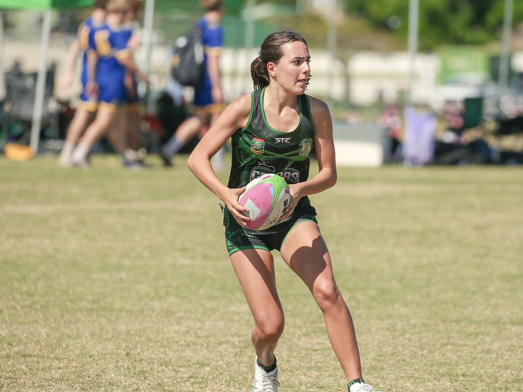 Cavendish Road State High V Innisfail State High at the 2024 Gold Coast Titans All Schools Touch Football Picture: Glenn Campbell