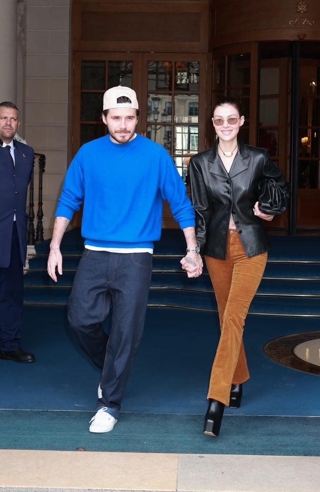 Newlywed nepo babies Nicola Peltz and Brooklyn Beckham leave the Ritz Hotel in Paris. Picture: affinitypicture / BACKGRID