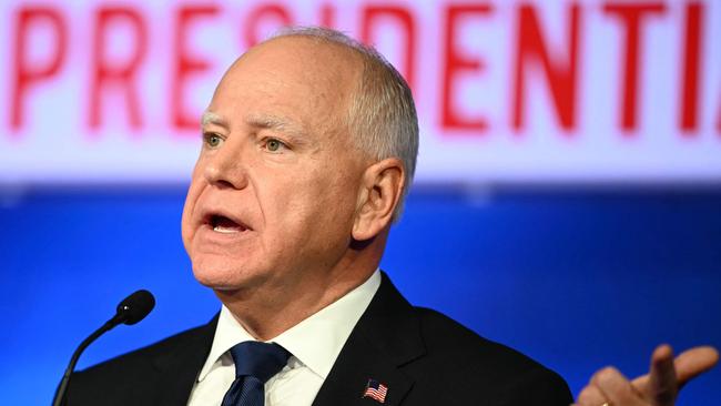 Democratic vice presidential candidate Tim Walz during the Vice Presidential debate with J.D. Vance on October 1. Picture: Angela Weiss / AFP)