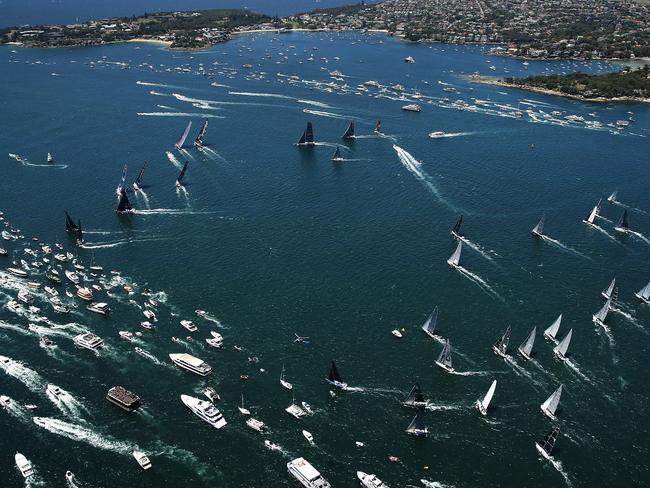 The spectacular start in Sydney Harbour is watched by millions. Pic: Brett Costello