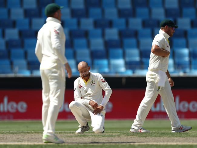 It was hard going for Nathan Lyon as well. Picture: Getty