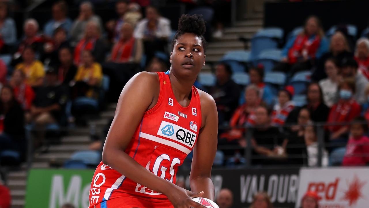 Romelda Aiken-George celebrated a win against her old team in her 200th game. (Photo by May Bailey/Getty Images)