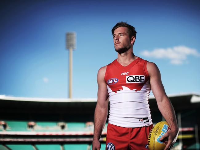 Luke Parker before his 150th game for the Sydney Swans last season. Picture. Phil Hillyard