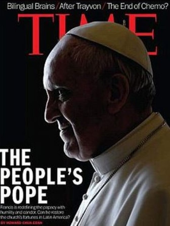 Even the pope was given horns ... Pope Francis on the cover of Time. Picture: Time