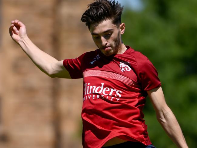 4/11/21 - Adelaide UnitedÃ  Josh Cavallo training at St Peters College. Picture: Naomi Jellicoe