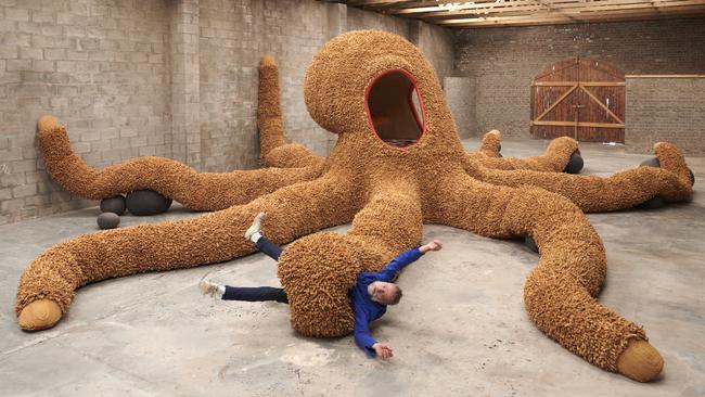 Get set for the opening of Melbourne’s first post-lockdown exhibition, Triennial at NGV, on December 19. It features works including this one, Buttpuss by Porky Hefer.