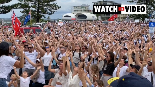 Isabel Lucas attends anti-vax rally