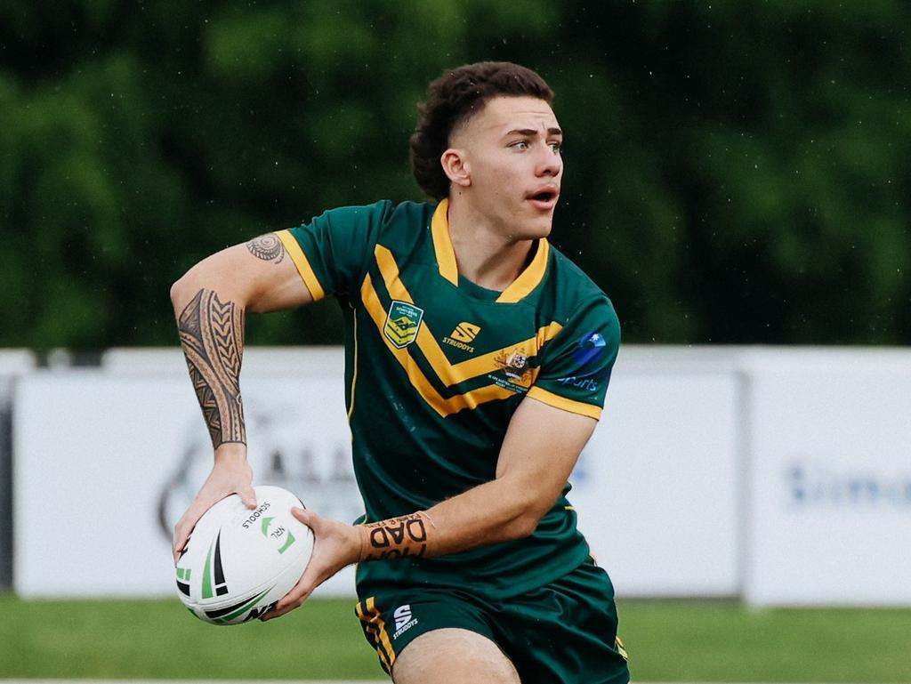 Sam Stephenson in action for the Australian Schoolboys against France under-19s. Picture: Gold Coast Titans Facebook.