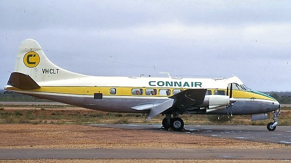 Connair Heron VH-CLT at Alice Springs in July 1973. The following year, this aeroplane was destined to provide communications between cyclone devastated Darwin and the outside world. Photo: Roger McDonald