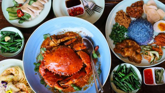 Nanyang Malaya Cafe’s Singapore chilli crab and other menu options. Picture: Jenifer Jagielski