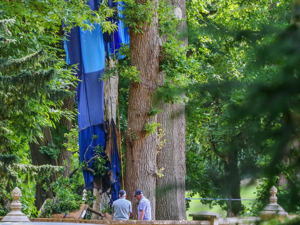 The craft burst into flames mid-air before it crashed into trees at around 6.20am. Picture: SWNS