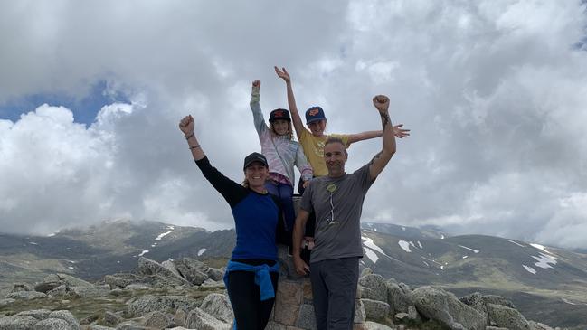 Alaina Keniger (right) with daughters Leelah, Indah and husband Justin.