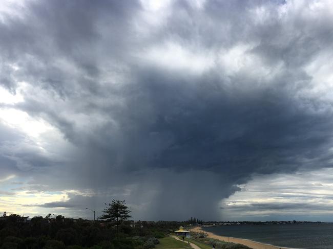 Photos were actually taken from Point Ormond (Elwood), looking southeast towards Edithvale/Carrum this morning , Picture: Andrew Watkins