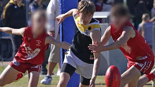 17-year old Angle Vale footballer Henry Nau (middle) was placed in an induced coma on Saturday. Picture: MG Slattery Photography