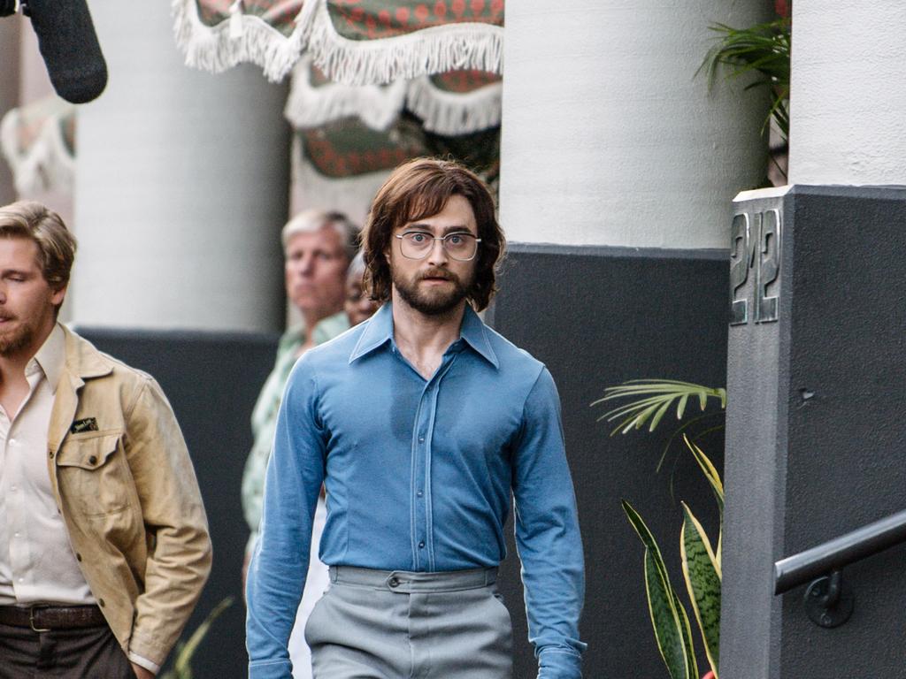 Daniel Radcliffe is seen on set, during the filming of 'Escape from Pretoria' in 2019.Pirie Street on Wednesday, March 13, 2019. (Morgan Sette/ The Advertiser)